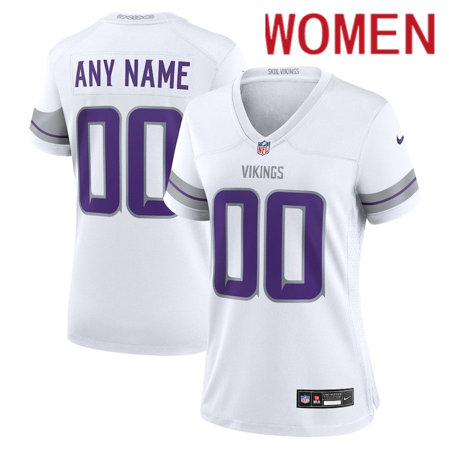 Women Minnesota Vikings Custom White Nike Alternate Game NFL Jersey